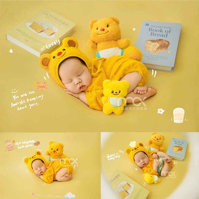 Yellow Bear Theme Set - Newborn Photography Props